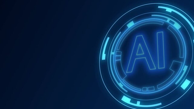 AI assistant technology concept. Vibrant Cyborg Interface HUD glowing neon style. for science, innovations, and artificial intelligence for overlay background.