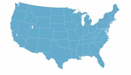 Fototapeta premium United States map, USA states outline, blue vector illustration, geographic boundary lines