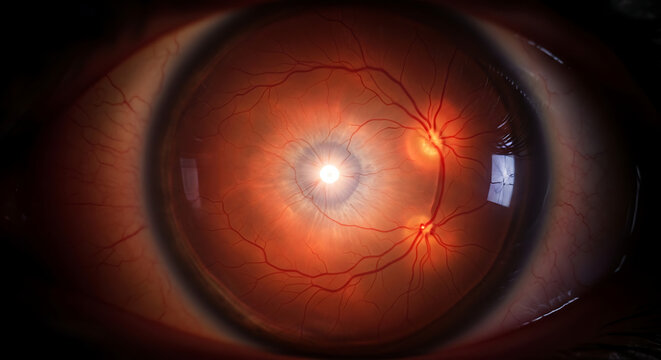 High-resolution fundus image revealing the intricate network of retinal blood vessels and the distinct optic nerve head, crucial for ophthalmic diagnostics and medical research