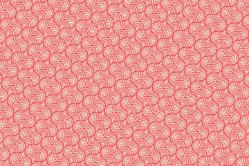 Traditional Lace Wave Motif Pattern, Coral Pink Classic Fish Scale Ornament © Posh Pallete