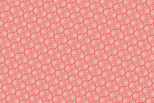 Traditional Lace Wave Motif Pattern, Coral Pink Classic Fish Scale Ornament