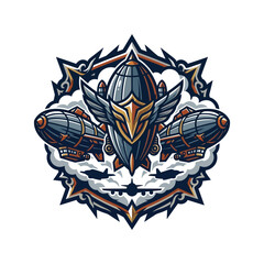 Vintage Blimp Airship Emblem Design. © Sa Creative
