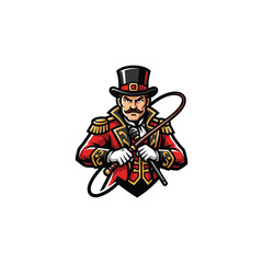 Naklejka premium Cartoon Ringmaster Circus Character Portrait.