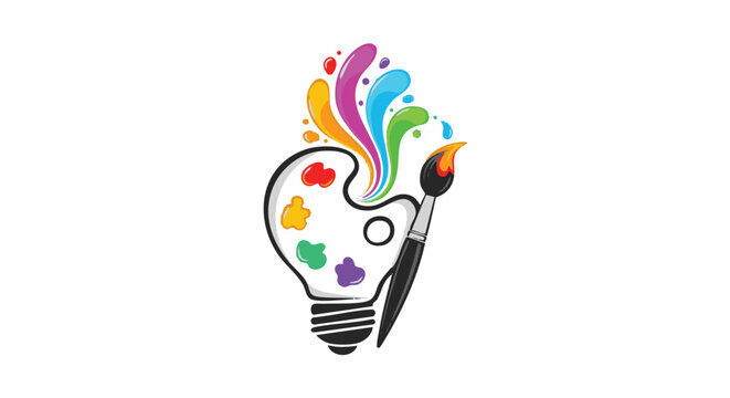 Creative inspiration concept with colorful paint and brush