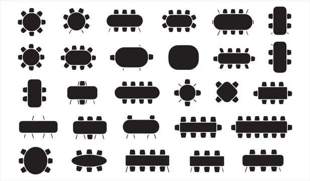 Semiconductor Microchip Silhouette Set with Electronic Components Isolated on White Background