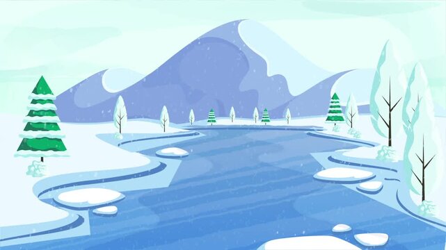 winter landscape in the mountains vector art background 
