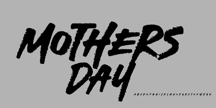 Mothers day font. Y2k Dark Lettering tattoo vector type font. Grunge style type font with Gothic Punk Rock and Death Metal signs and symbols. Scary tattoo font 00s concept.	