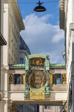 ancient Anker clock - Ankeruhr- on Hoher markt square in art nouveau style, Vienna
