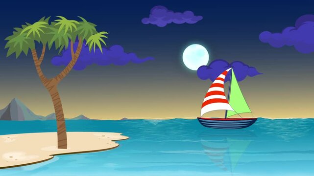 sailing boat on the beach beautiful background scene 
