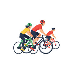 Obraz premium Flat vector illustration of family cycling together for healthy lifestyle
