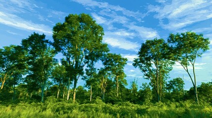Fototapeta premium Green trees stand in the background, showing nature's beauty.
