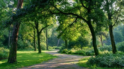 Fototapeta premium Green trees stand in the background, showing nature's beauty.