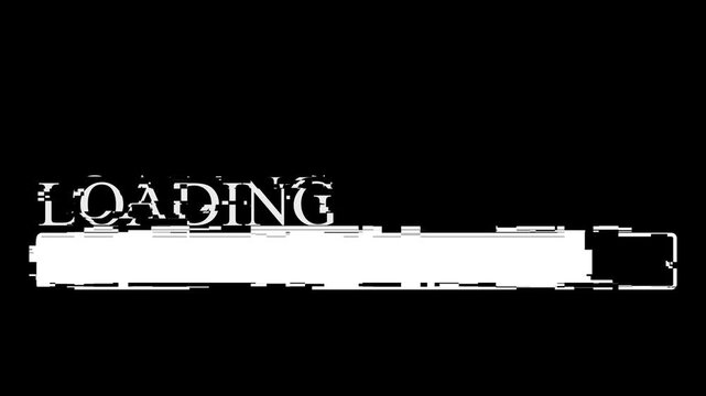 White glitch loading bar animation 4K UHD.