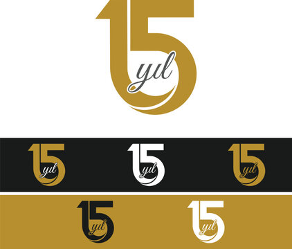 15. yil kutlama amblemi farkli renk varyasyonlari vektorel