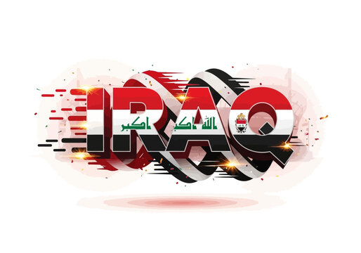 Iraq Flag Textured Typography Design.