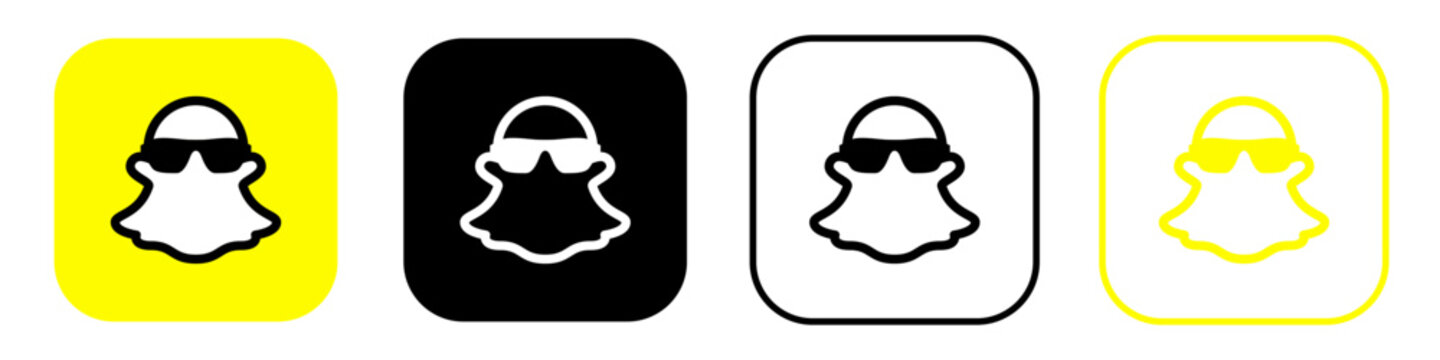 Snapchat social media icons set editorial vector