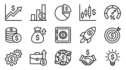 Fototapeta premium Financial and business success icons set.