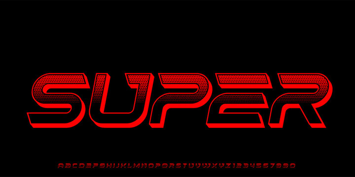 Modern sport classic italic font alphabet uppercase lowercase and number. Technology game regular fonts. vector illustration