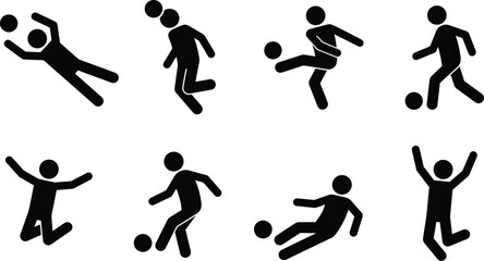 Black silhouette soccer players in various actions © SHOFIQUL