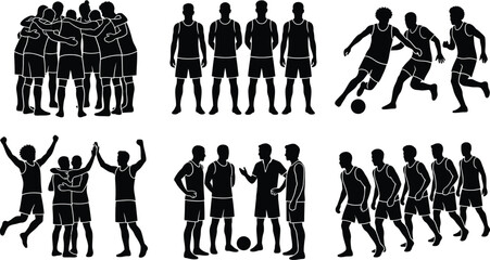 Black silhouette soccer players in various actions © SHOFIQUL