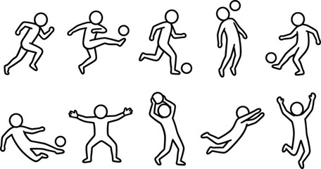 Stick figure soccer players in various actions © SHOFIQUL