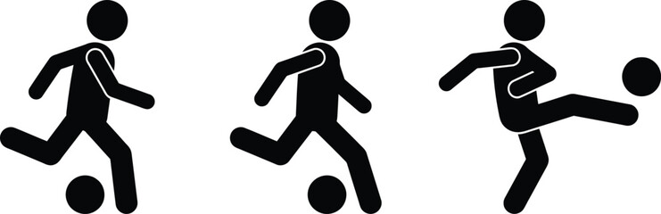 Black silhouettes of soccer players kicking ball © SHOFIQUL