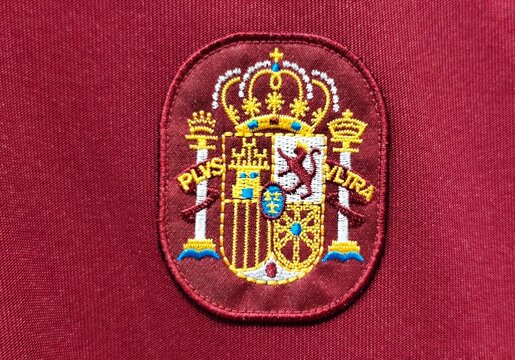 Photo of the vintage embroidered emblem featured on Spain's 1994 FIFA World Cup home kit.