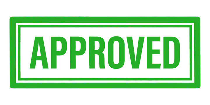 Green approved rectangular stamp isolated on transparent background