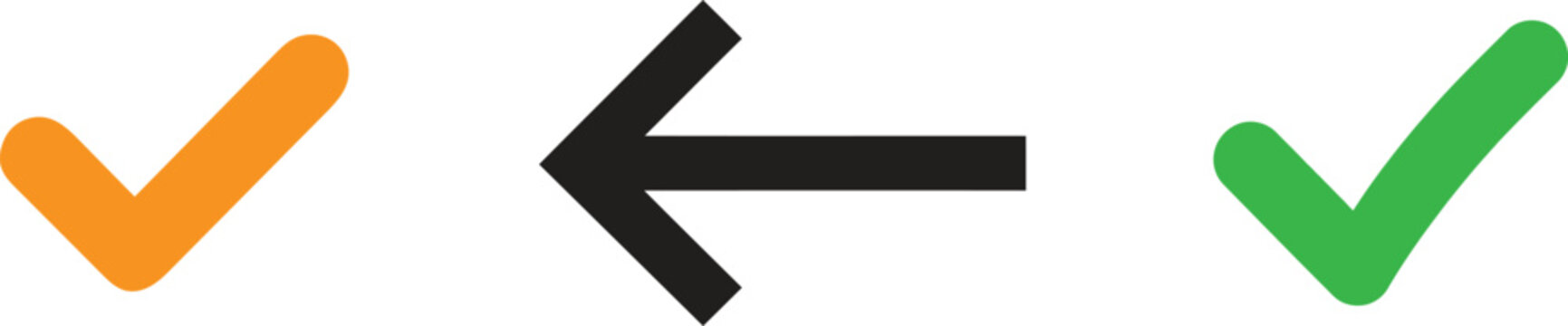 Check mark and arrow vector illustration set showing navigation and selection symbols for web apps.
