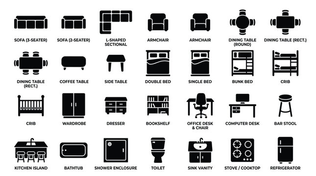 Sofa three seater two seater l shaped sectional armchair dining table round rectangle coffee table side table double bed single bed bunk bed crib wardrobe dresser bookshelf office desk chair computer