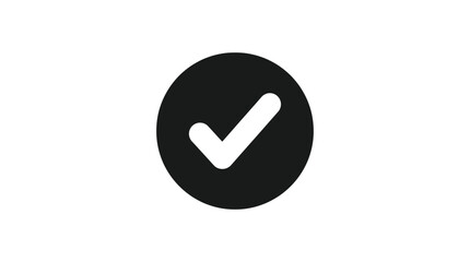 Check mark icon in a circle black and white silhouette © Sakilcreative 