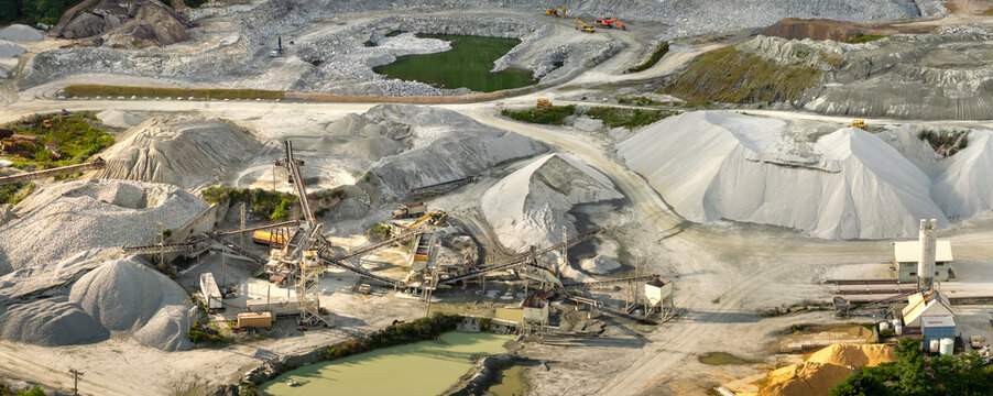 Limestone quarry at industrial open-pit mining site In North Carolina Appalachians, USA