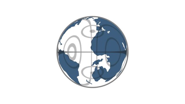 Animated Globe Rotating, looping Animation, Black And White, Alpha channel, transparent background. 4K resolution