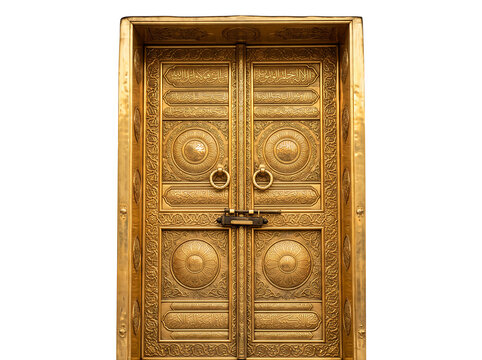 Ornate golden door with intricate metal carvings