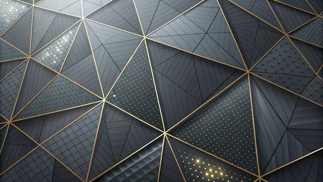 Geometric Pattern of Dark Metallic Triangles with Gold Lines