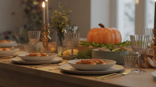 A beautifully set dining table with food and decorations for a festive meal indoors transparent background