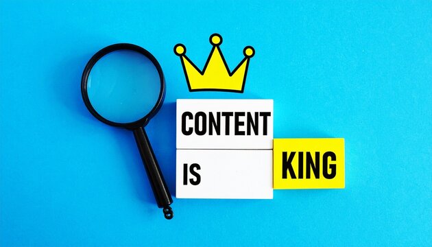 Content Is King Blocks with Magnifying Glass