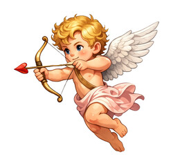 Fototapeta premium PNG Charming cherub with bow illustration.