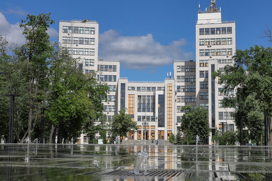 Derzhprom building, iconic Kharkiv symbol in Constructivist architectural style.
