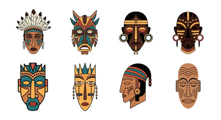 Obraz premium Tribal Masks Collection: African Culture and Art