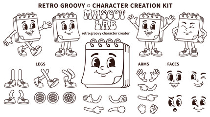 Retro mascot lab character builder for creative drawing. © NAZMA