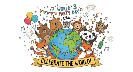 Fototapeta premium World party day celebration illustration