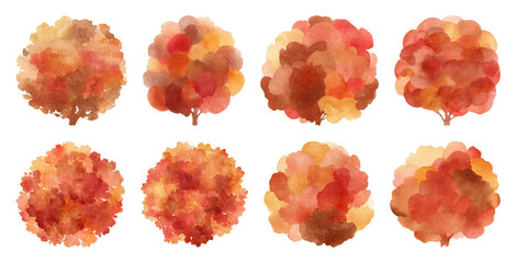 Obraz premium PNG Autumn watercolor foliage illustrations on transparent background