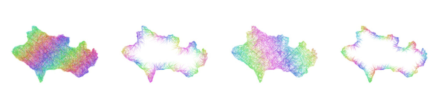 Rainbow color sketch Lorestan map design set