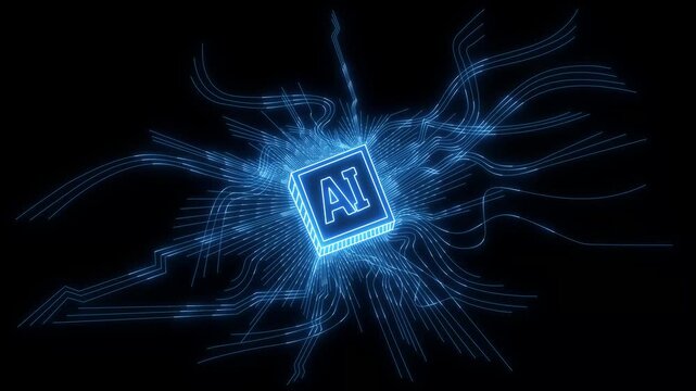 neon Ai Hi-tech digital hud technology innovation futuristic circuit Abstract design. AI artificial intelligence.  micro chip design network connection Big data deep machine learning Cyberspace .