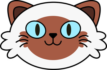 Obraz premium Cute Ragdoll Cat Face Flat Vector Illustration