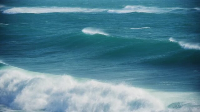 Large Rolling Turquoise Ocean Wave 4K Generative AI