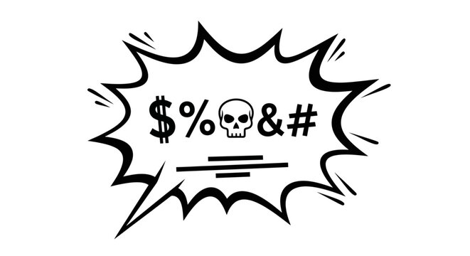 Angry Cartoon Speech Bubble with Profanity Symbols.