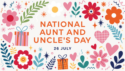 Colorful floral greeting card for national aunt and uncle day celebration © vectyx2