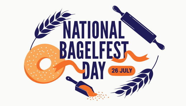 National bagelfest day graphic design with a fresh baked bagel